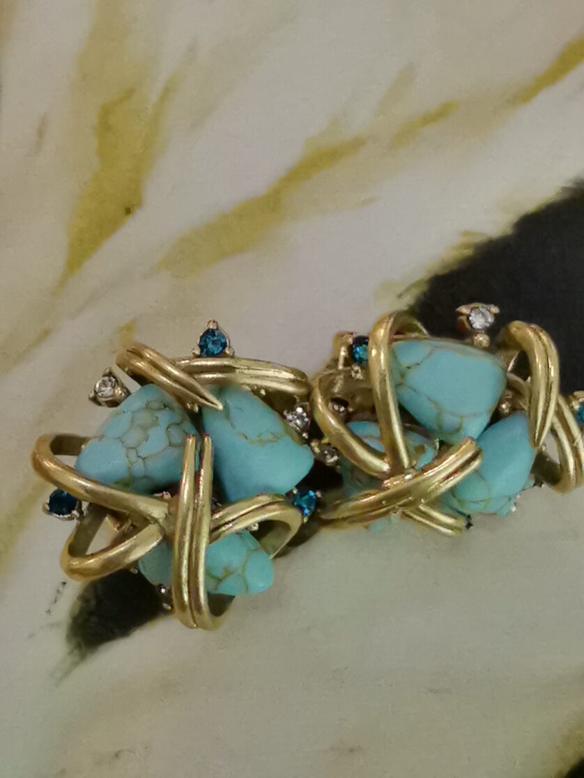 Turquoise and Rhinestone Earrings