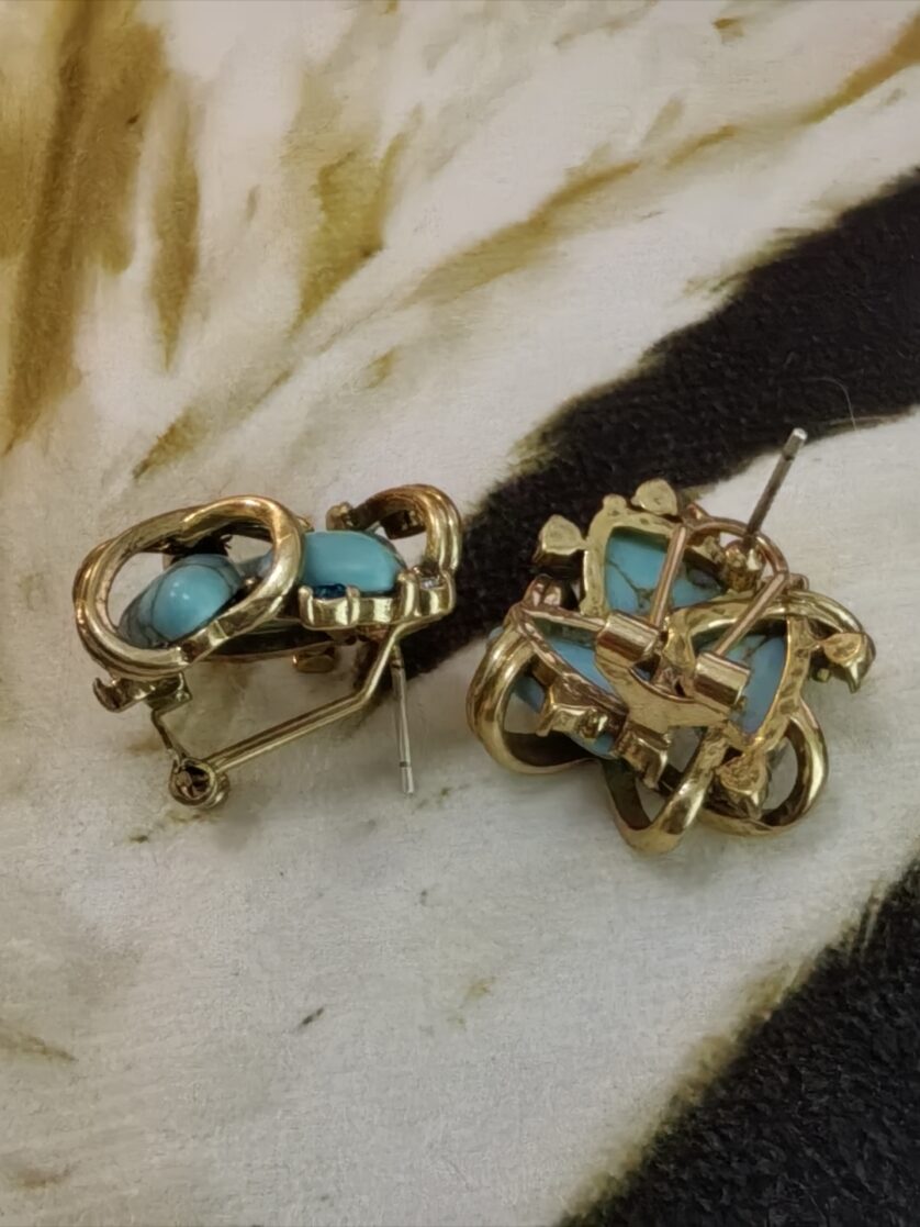 Turquoise and Rhinestone Earrings - 图片 2