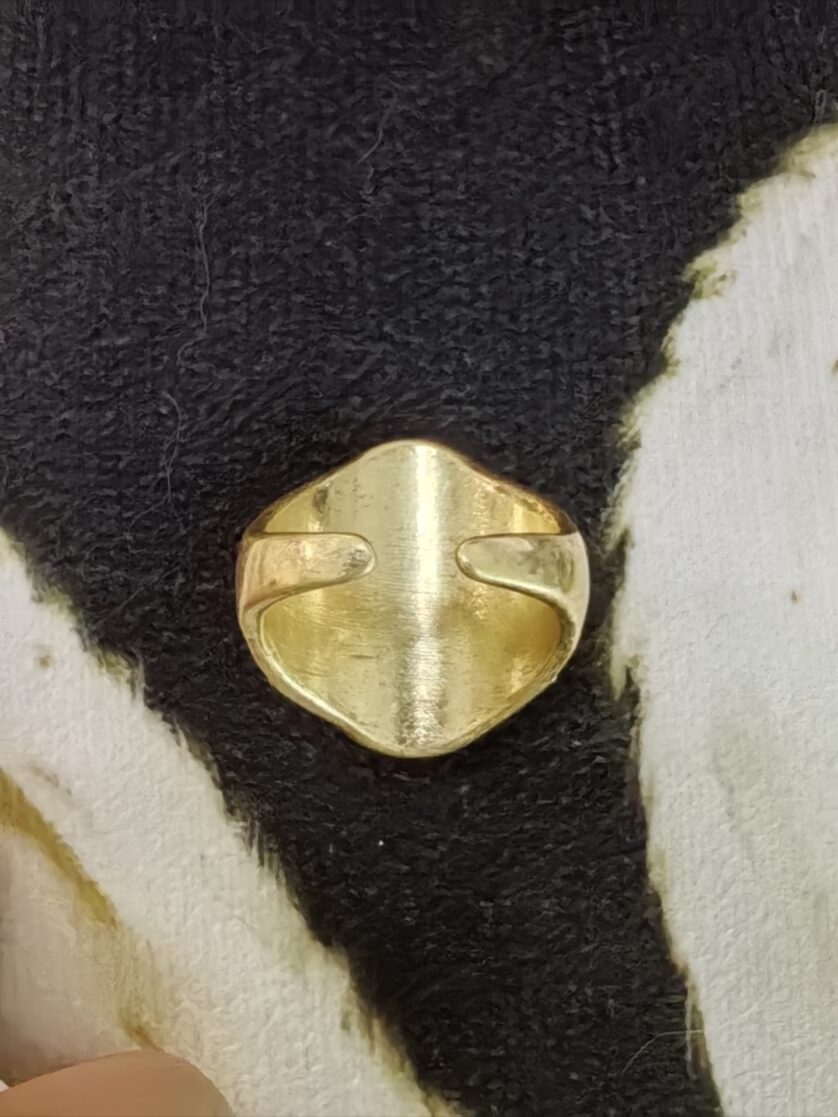 Copper and gold plated natural blue sandstone ring - 图片 3