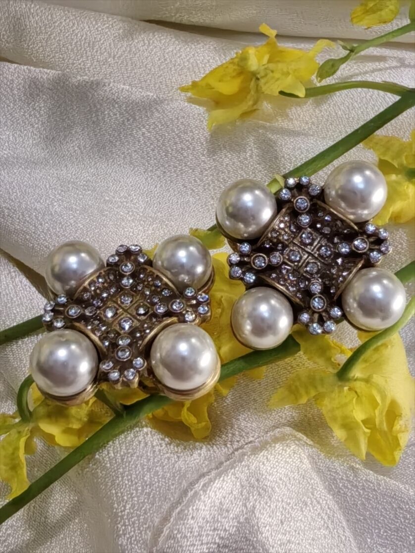 Copper Alloy Square Artificial Pearl Earrings