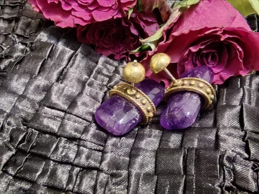 Purple Crystal Earrings - 图片 2