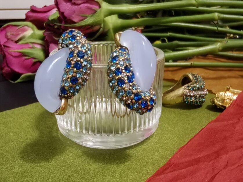 Blue Rhinestone Earrings