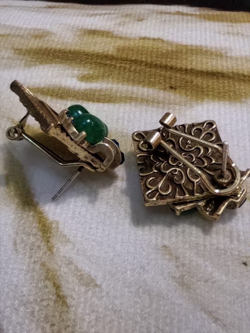 Green Agate Diamond Earrings - 图片 2